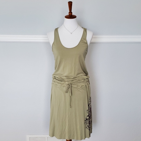 Athleta Dresses & Skirts - Athleta Racerback Drop Drawstring Waist Soft Tank Top Dress M Green Purple